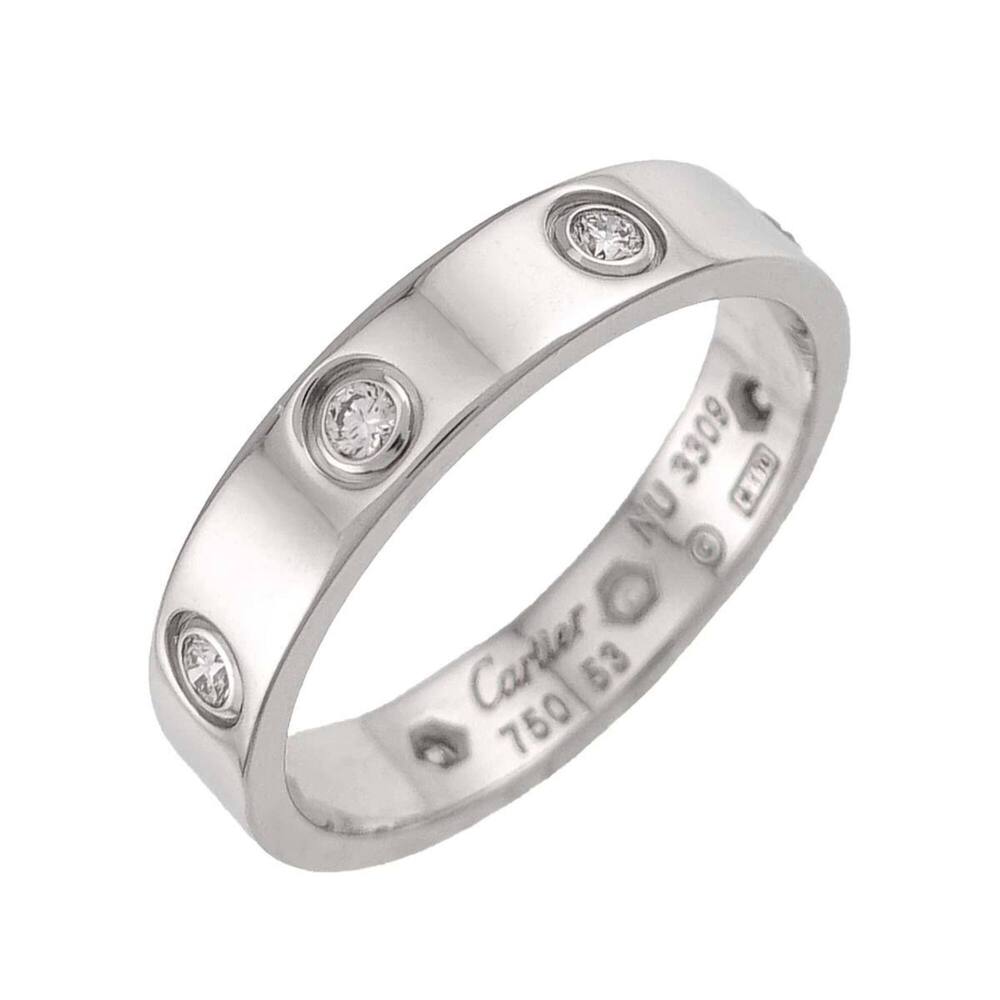 Cartier Mini Love #53 Full Diamond Ring 18K WG White Gold 750